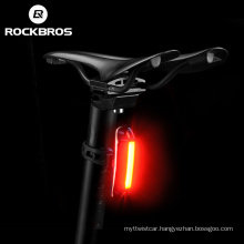 Rockbros Bicycle Light Waterproof Bike Taillight LED USB Rechargeable Safety Back Light Riding Warning Saddle Bike Rear Light